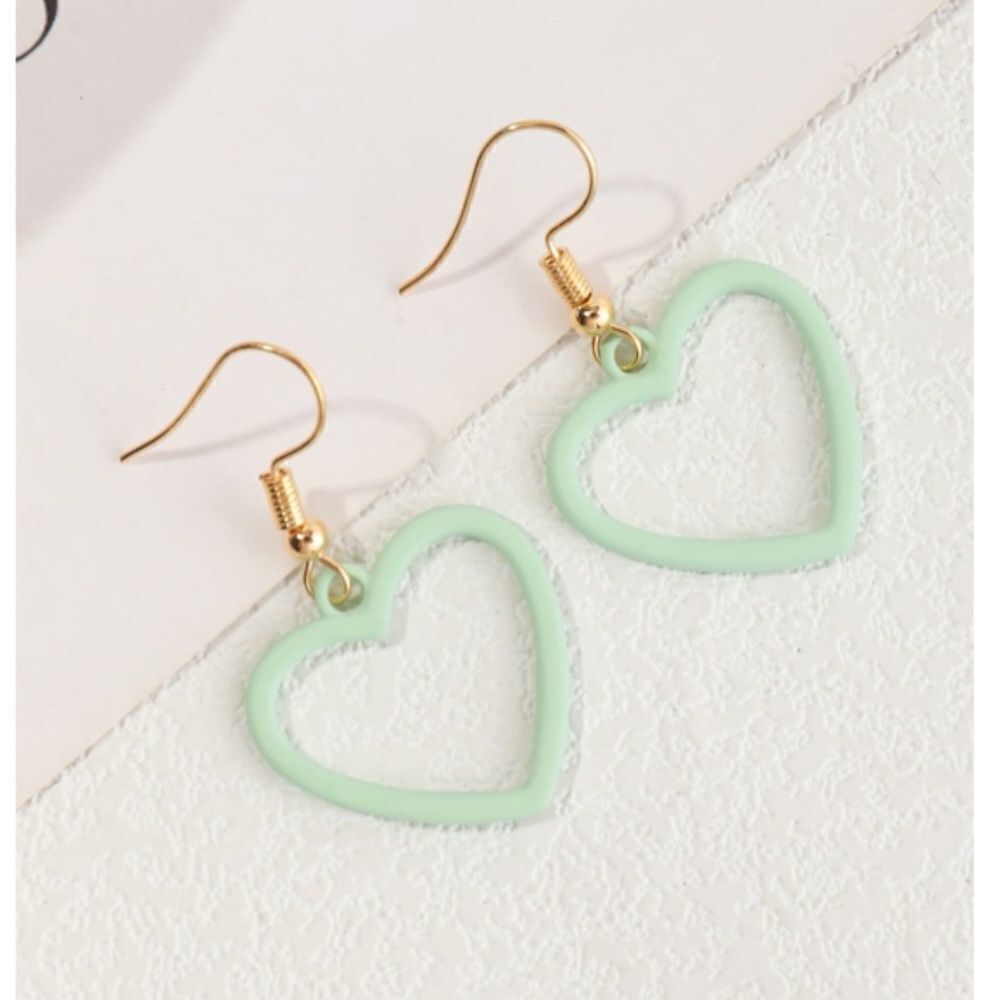 Mint Heart Drop Earrings